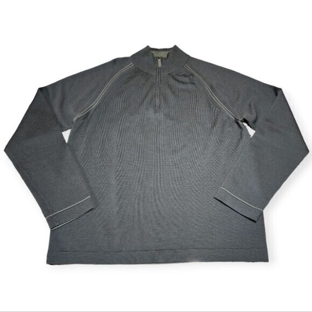 Horny Toad Quarter Zip Sweater Mens 100% Merino Wool Pullover Raglan Grey Large - Picture 6 of 6